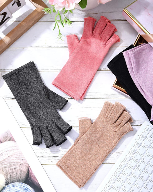 SATINIOR 5 Pairs Arthritis Compression Gloves Fingerless Compression Glove Pain Relief Glove for Arthritis Men Women(Medium)...